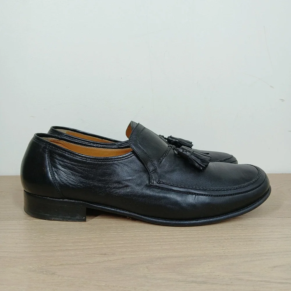 Magnanni Tassel Loafers Mens 9M Black Leather Dress Office Business Casual